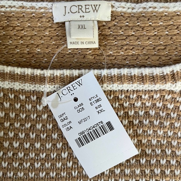 J. Crew Women’s Camel & Ivory Merino Wool Blend Sweater XXL NWT - Picture 8 of 12